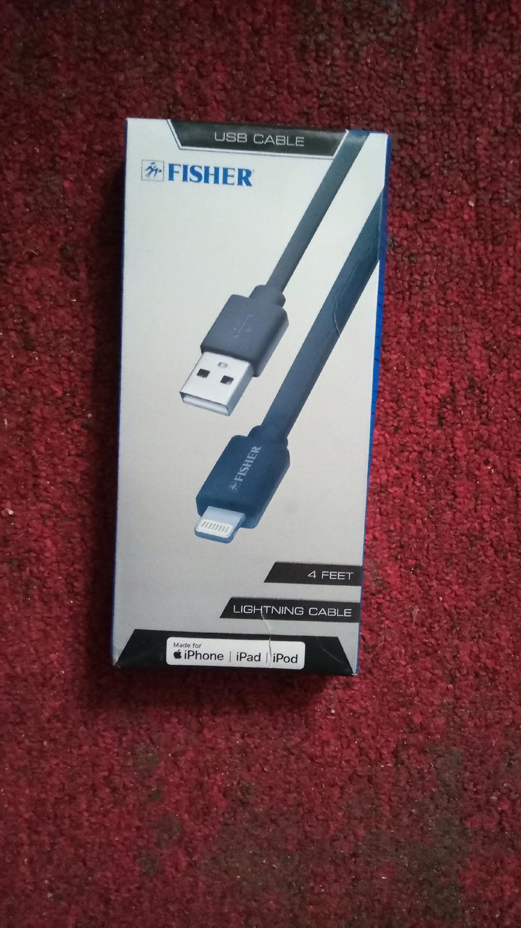 Fisher Lightning Cable USB 4 Feet For iPhone iPad iPod